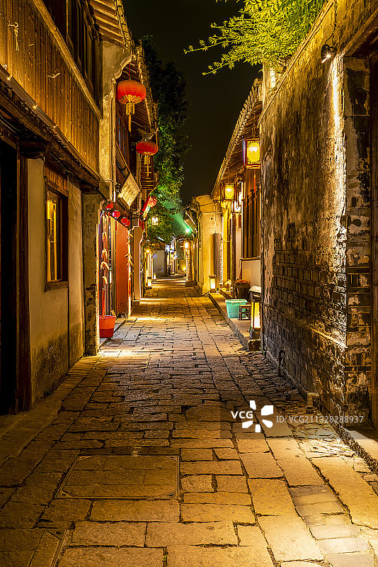 周庄古镇风光夜景图片素材