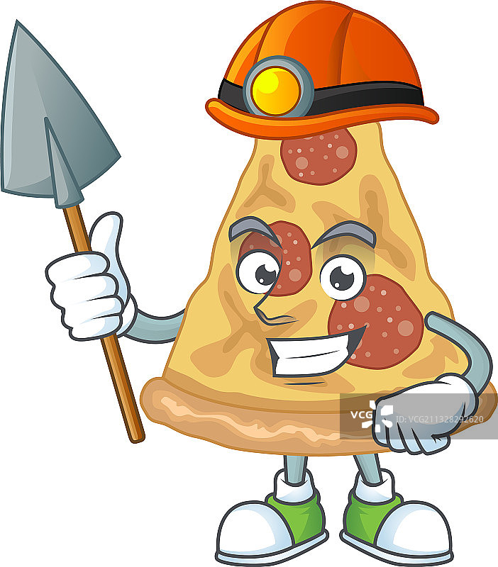 矿工卡通人物造型披萨切片图片素材