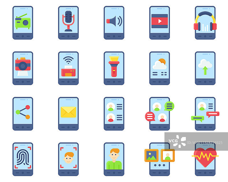 扁平风格手机App图标合集图片素材