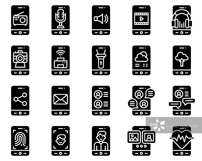 移动应用程序纯色风格图标集图片素材