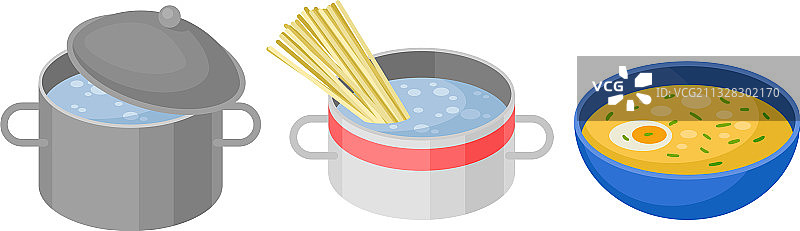 2.5D锅中沸腾食物图片素材