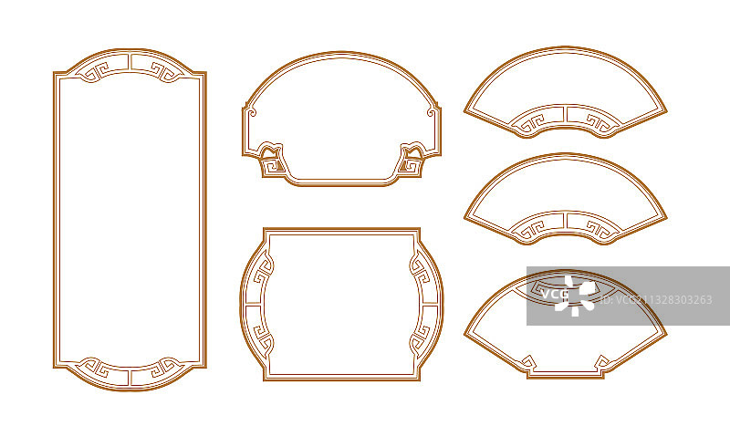 传统的线条边框图案白色背景图片素材