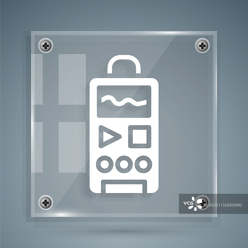 灰色背景上的白色录音机图标图片素材