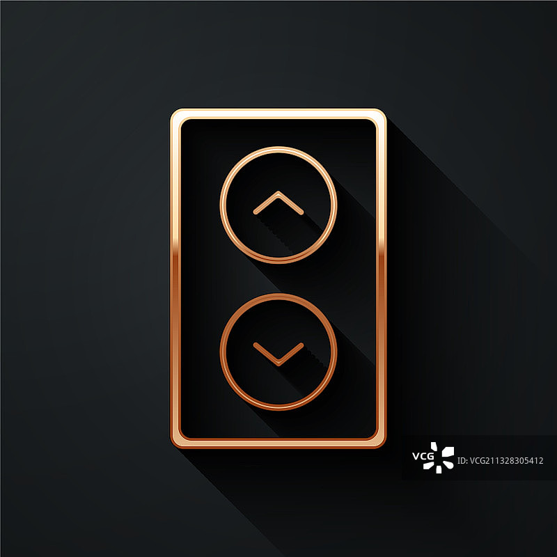 黑色背景上的金色电梯图标图片素材