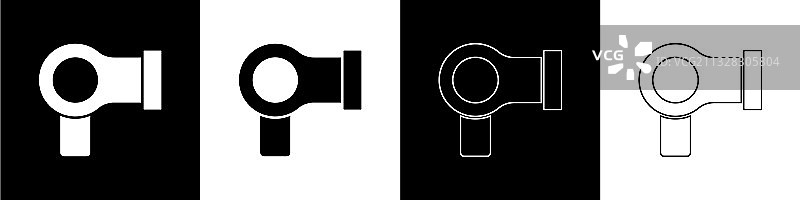 黑白背景上的吹风机图标素材图片素材