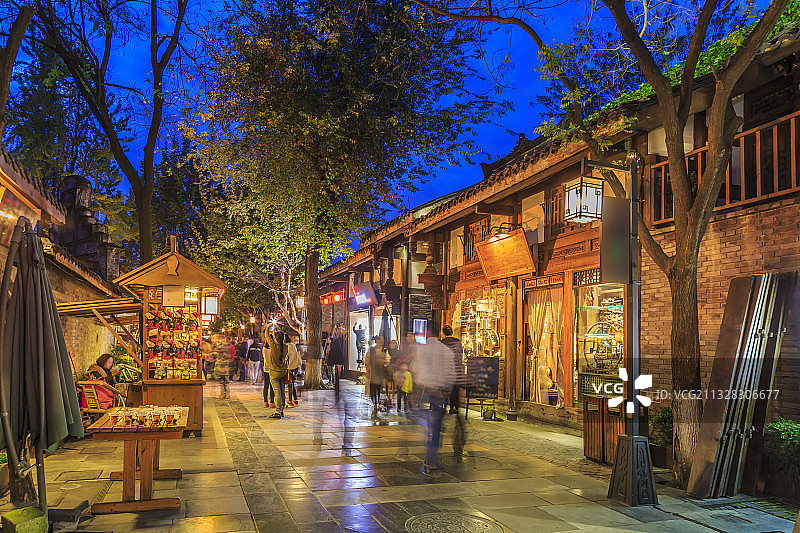 四川成都锦里古镇夜景图片素材