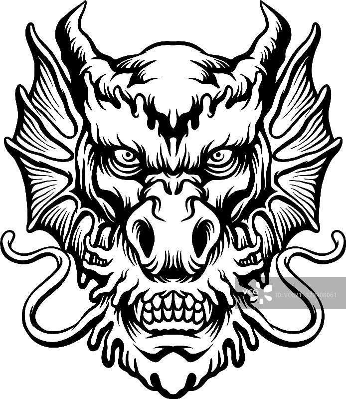 水蓝色剪影龙图片素材