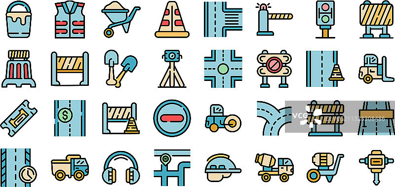 公路建设图标扁平化设计图片素材