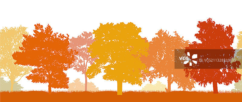 不同树木剪影无缝图案图片素材