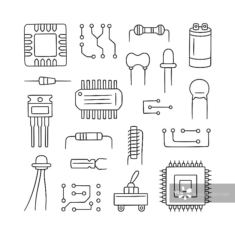 电子无线电元件微芯片图片素材