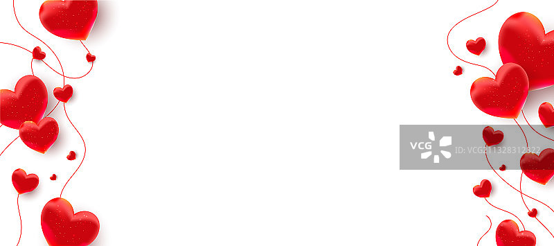 逼真爱心形状装饰与线条图片素材
