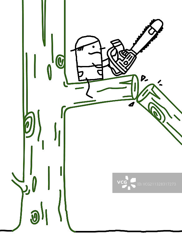 右侧拿着链锯的卡通伐木工人图片素材