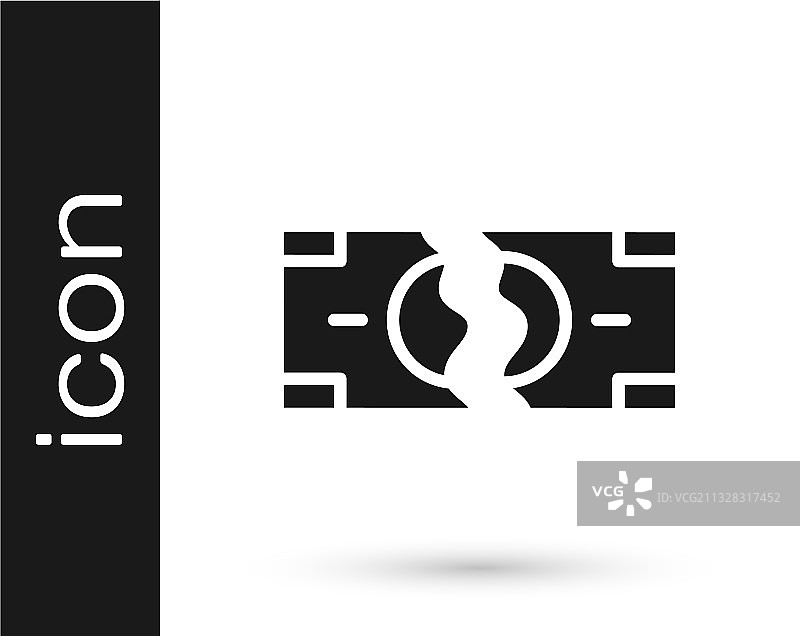 撕毁成两半的黑色纸币图片素材