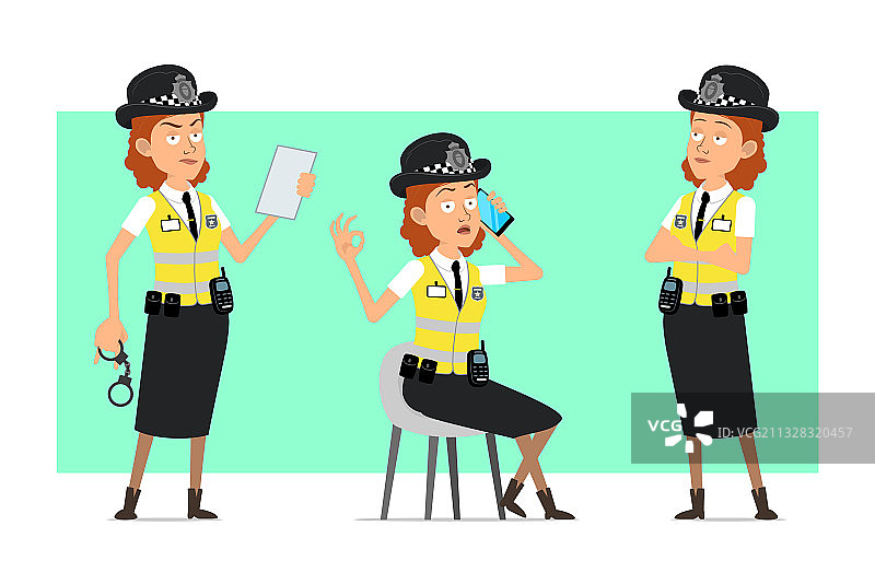 扁平风英国女警官卡通人物套装图片素材