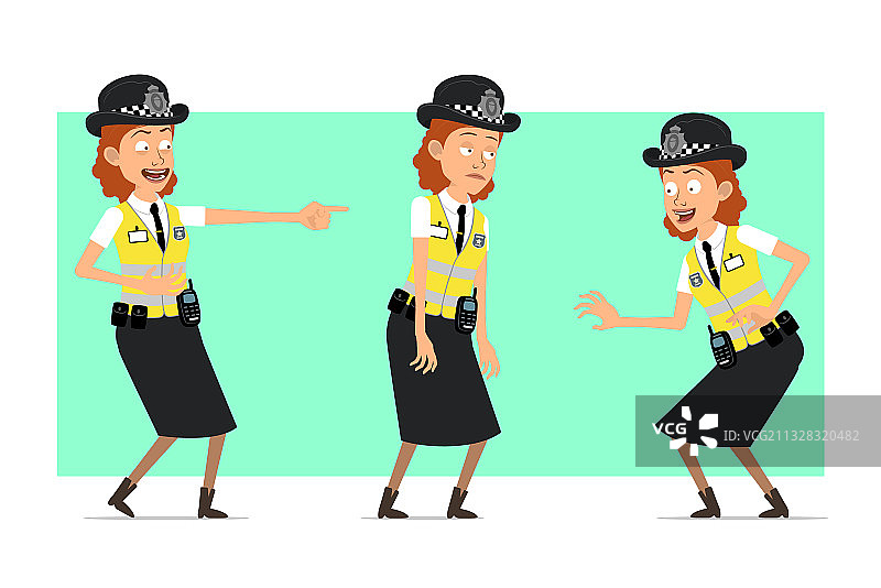 扁平风英国女警官卡通人物套装图片素材