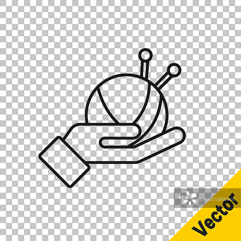 带针织针的纱线球黑色线条图标图片素材