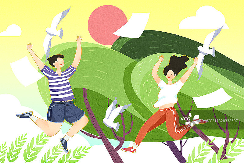 欢呼跳跃毕业季图片素材