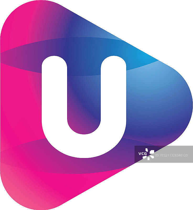 彩色播放字母U标志设计概念图片素材