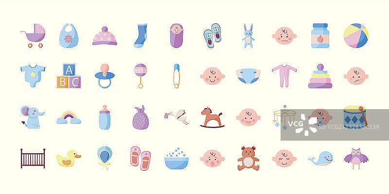 四十个沐浴套装图标合集图片素材