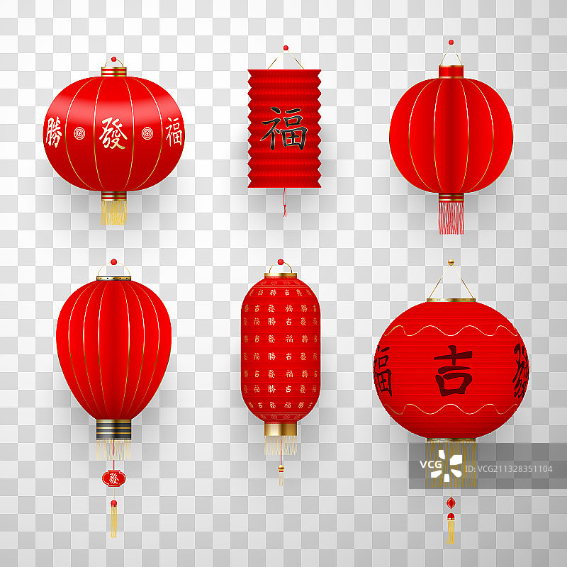 红色节日灯笼套装图片素材