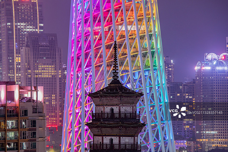 广州市中轴线赤岗塔与广州塔图片素材