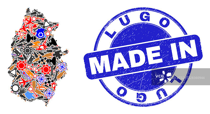 卢戈省地图工程拼贴图片素材