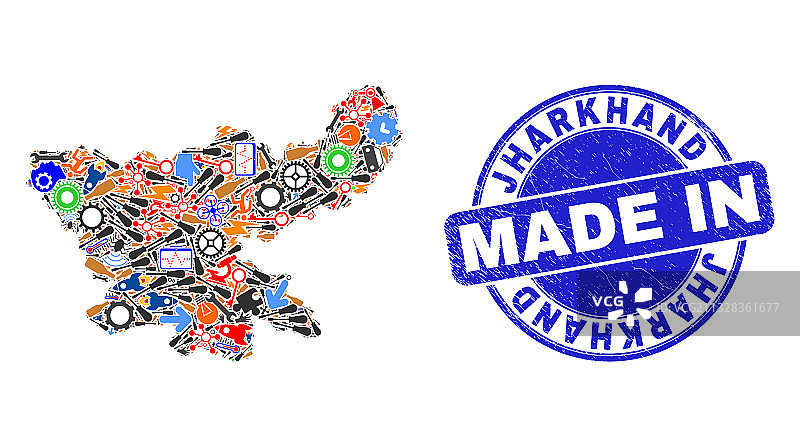 贾坎德邦地图拼贴元素图片素材