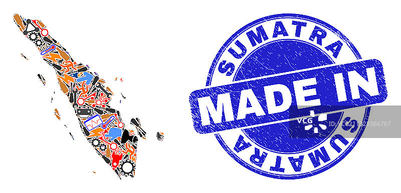 苏门答腊地图马赛克组件和纹理效果图片素材