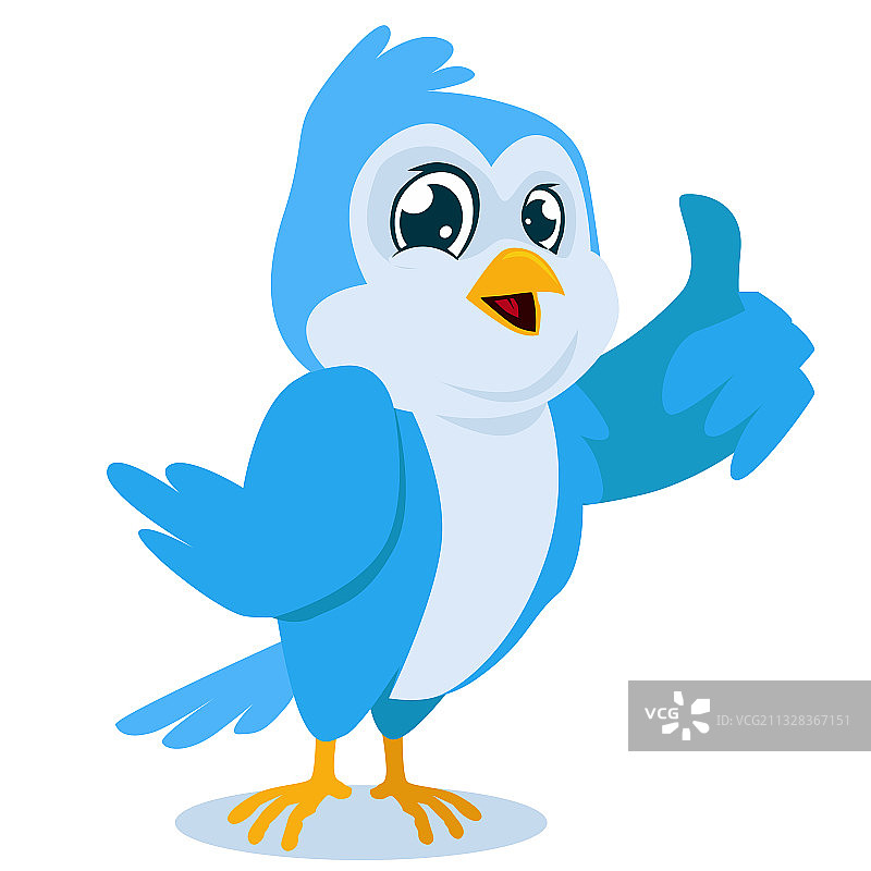 蓝色小鸟卡通吉祥物图片素材