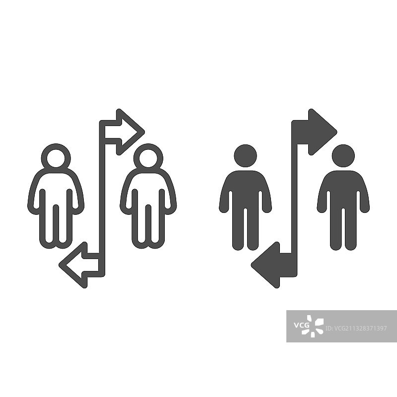 被线条和箭头分隔的两个人图片素材