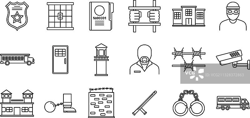 监狱人物图标轮廓样式图片素材