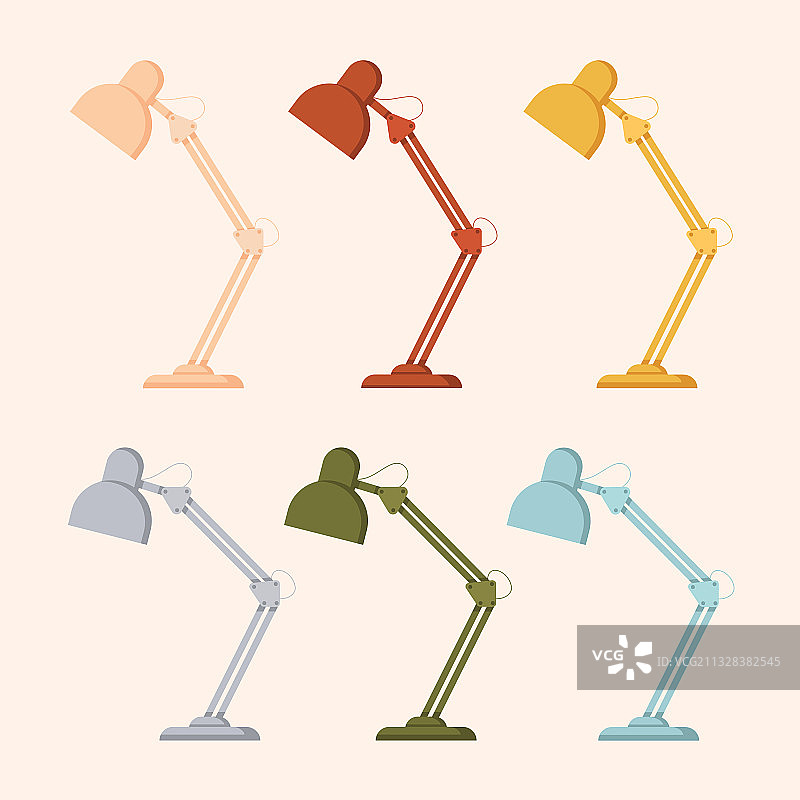 彩色现代台灯套装图片素材