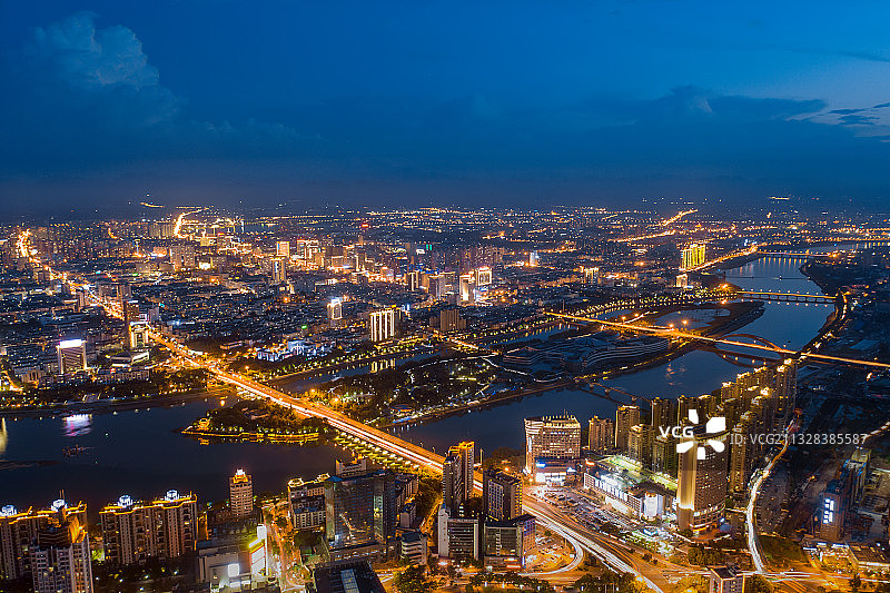 金华城市夜景航拍图片素材