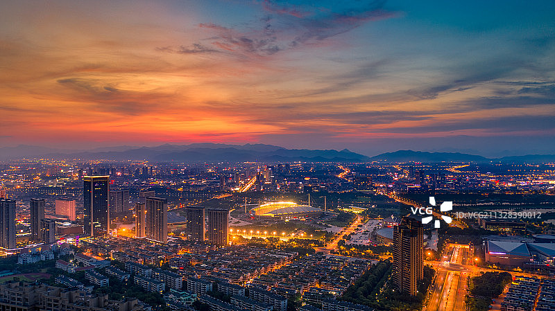 浙江义乌城市夜景风光图片素材