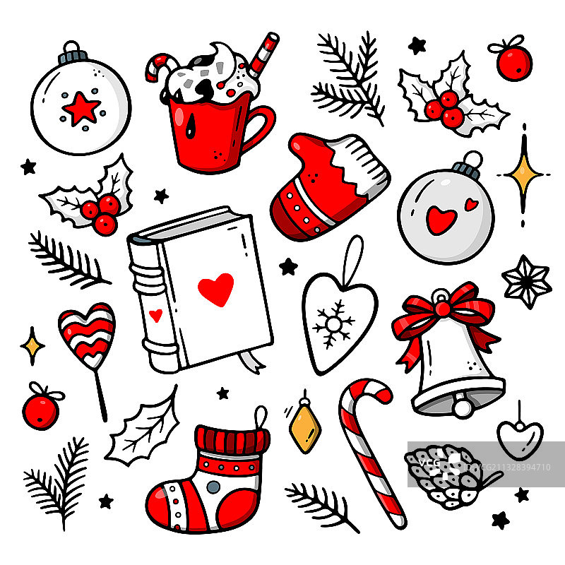 圣诞节涂鸦元素大合集图片素材