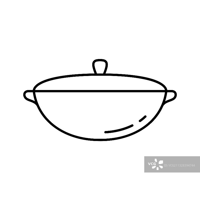 乌兹别克大锅线性图标铸铁平底锅图片素材