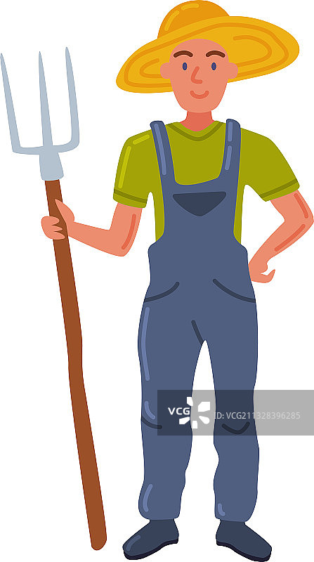 手持干草叉的女农民图片素材