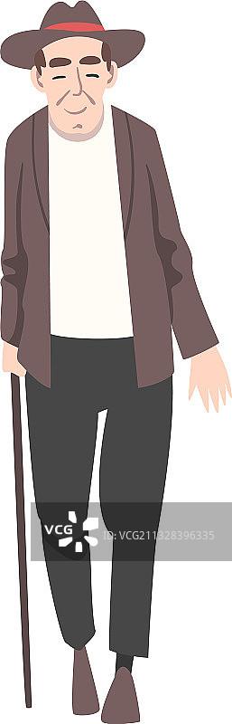 拄着拐杖、精神矍铄的老年男人图片素材