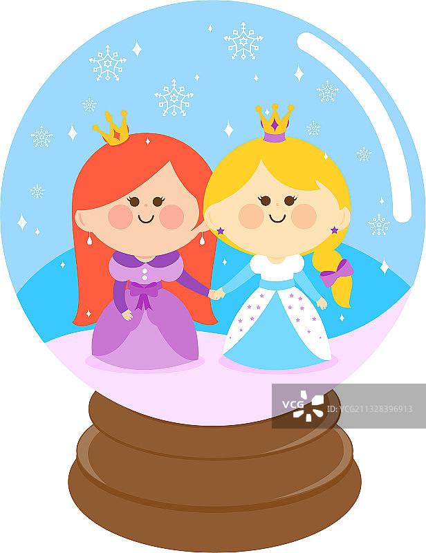 雪花玻璃球里的美丽公主图片素材