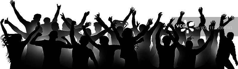人群欢呼鼓掌剪影派对图片素材