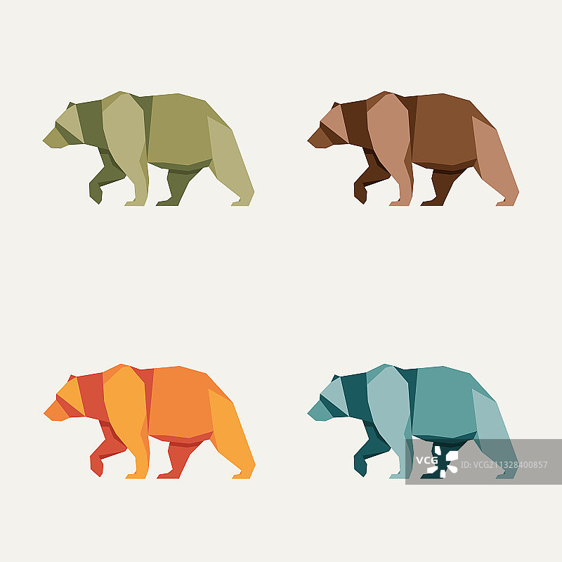 灰熊低多边形Logo设计套装图片素材