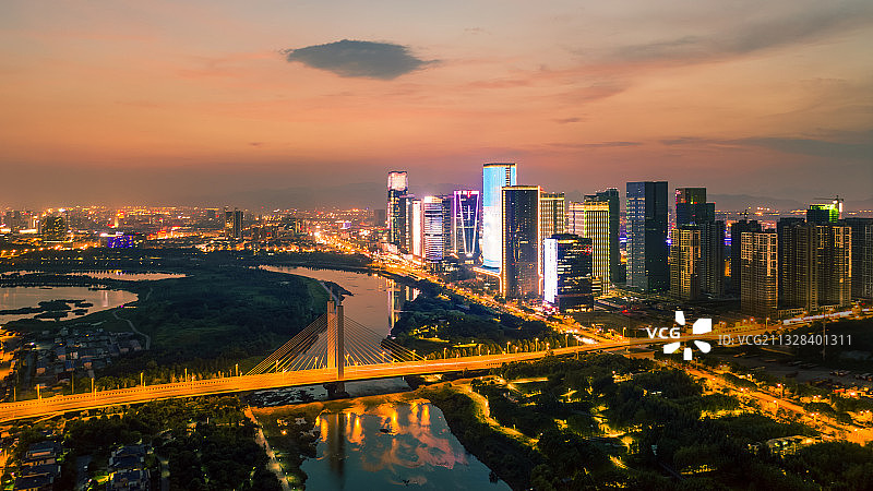 义乌金融商务区夜景风光图片素材