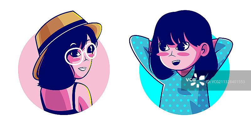 短发女孩卡通形象图片素材