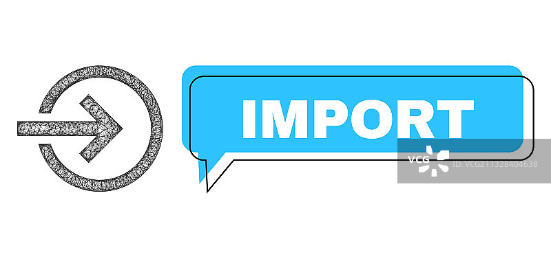 错位的导入对话气球和网状网格图片素材