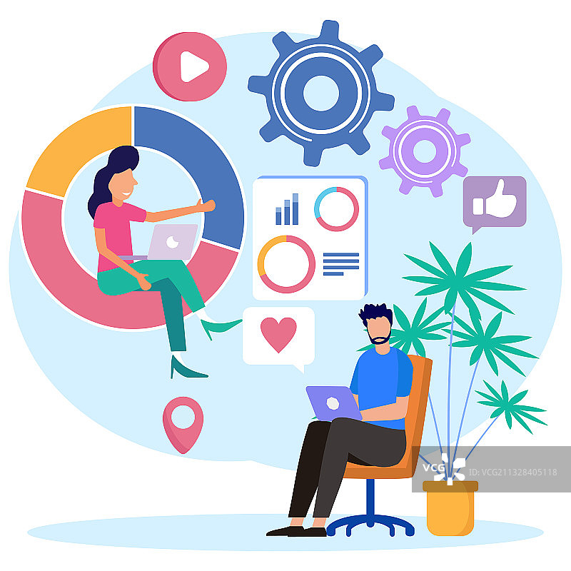 卡通人物商业分析图形图片素材