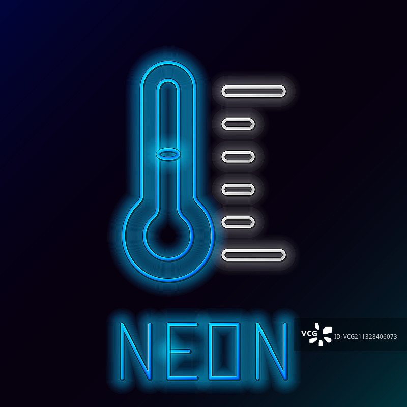 发光霓虹线桑拿温度计图标图片素材