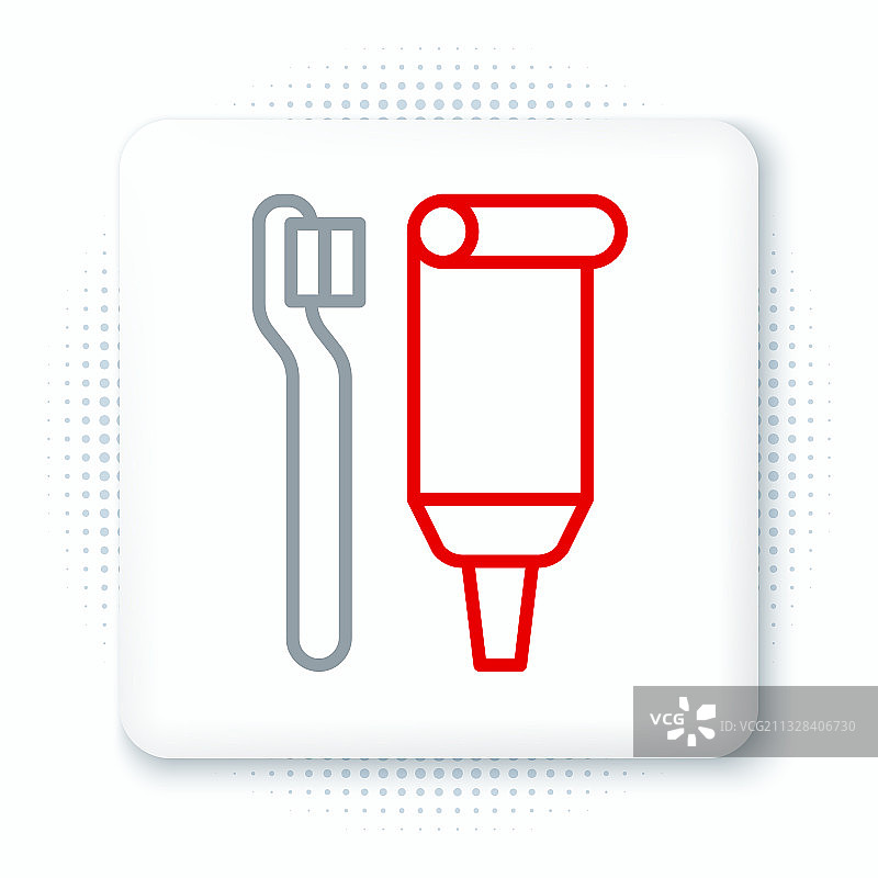 牙刷和牙膏管线性图标图片素材