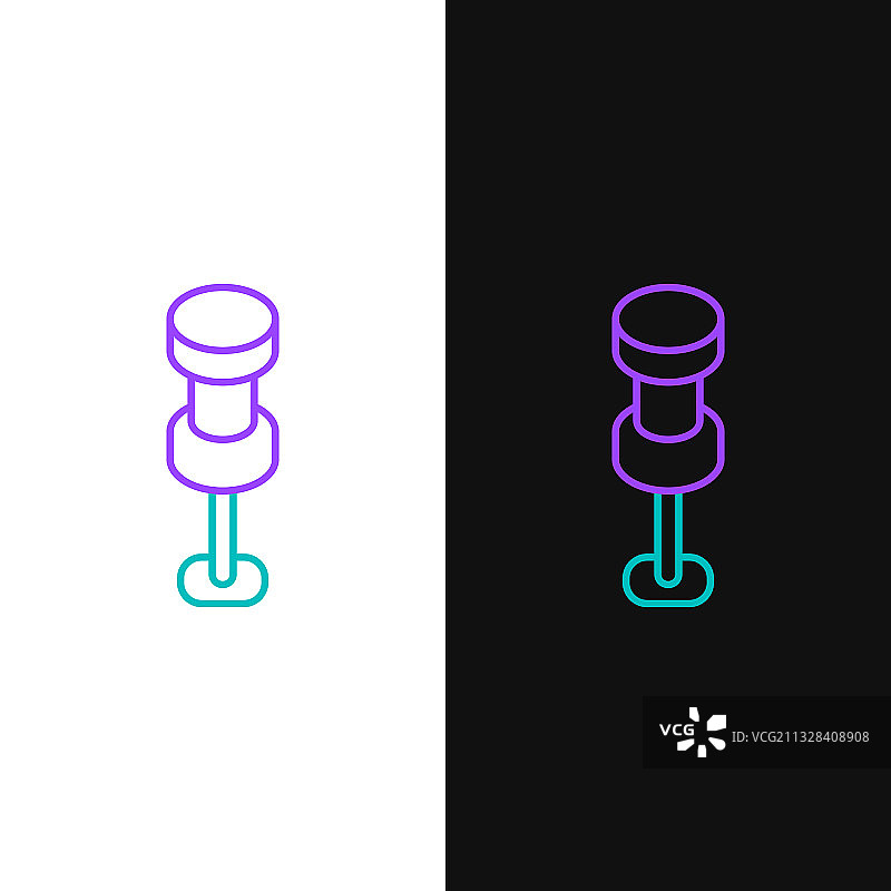 黑白色背景上的线条图钉图标图片素材