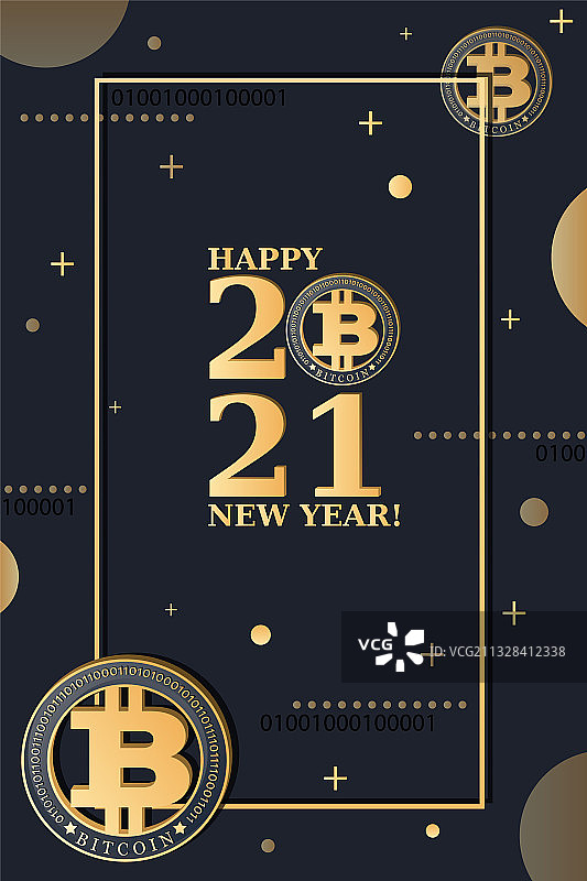 2021年比特币新年贺卡海报图片素材