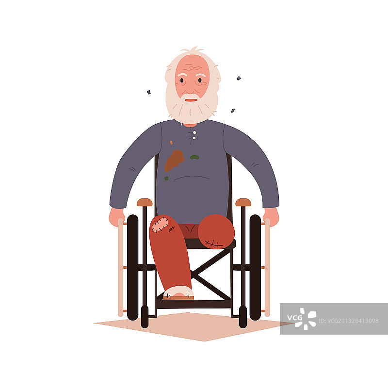 坐在轮椅上的无家可归的男人图片素材
